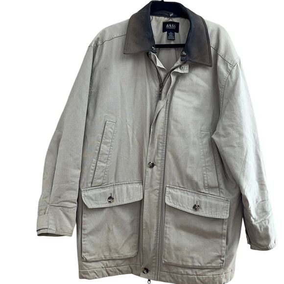 Bass Other - Vintage Tan Bass Lined Field Jacket with Removable Leather Collar-Large